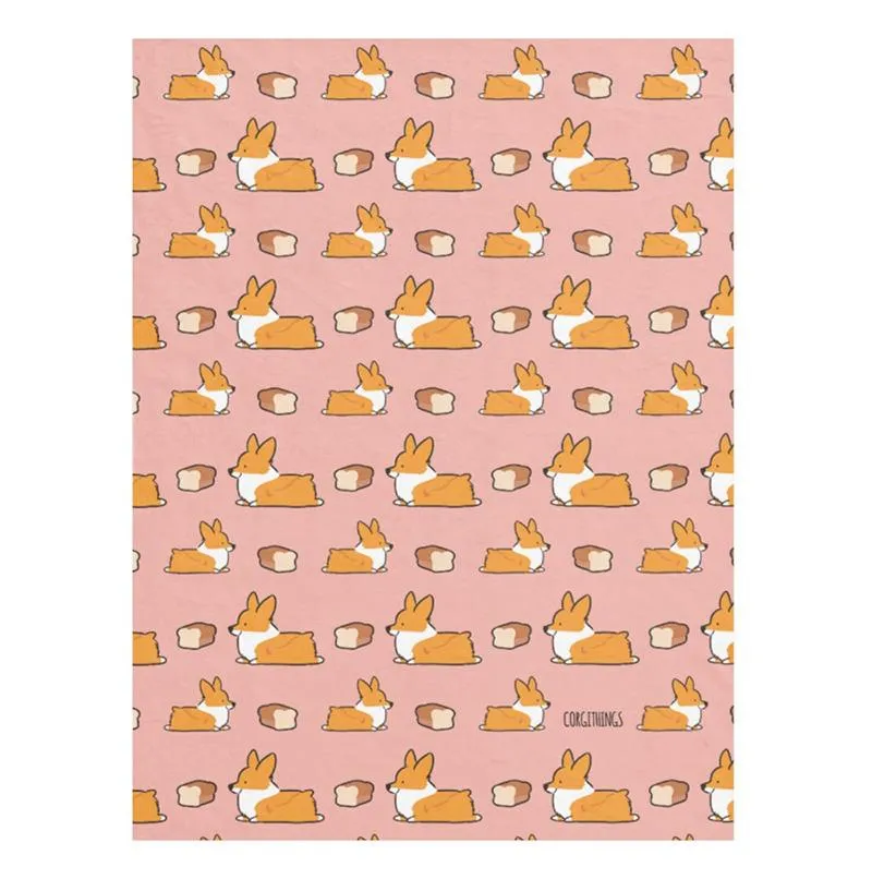 Pink Loaf Corgi Fleece Blanket | 3 Sizes