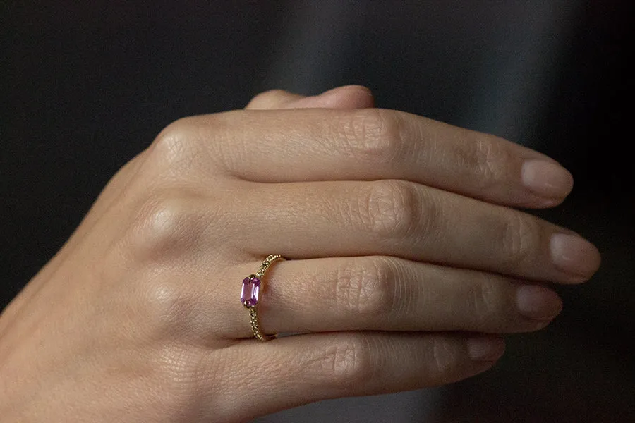 Pink Sapphire & Champagne Diamond Ring