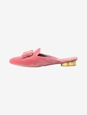 Pink suede slip on mules - size US 6.5