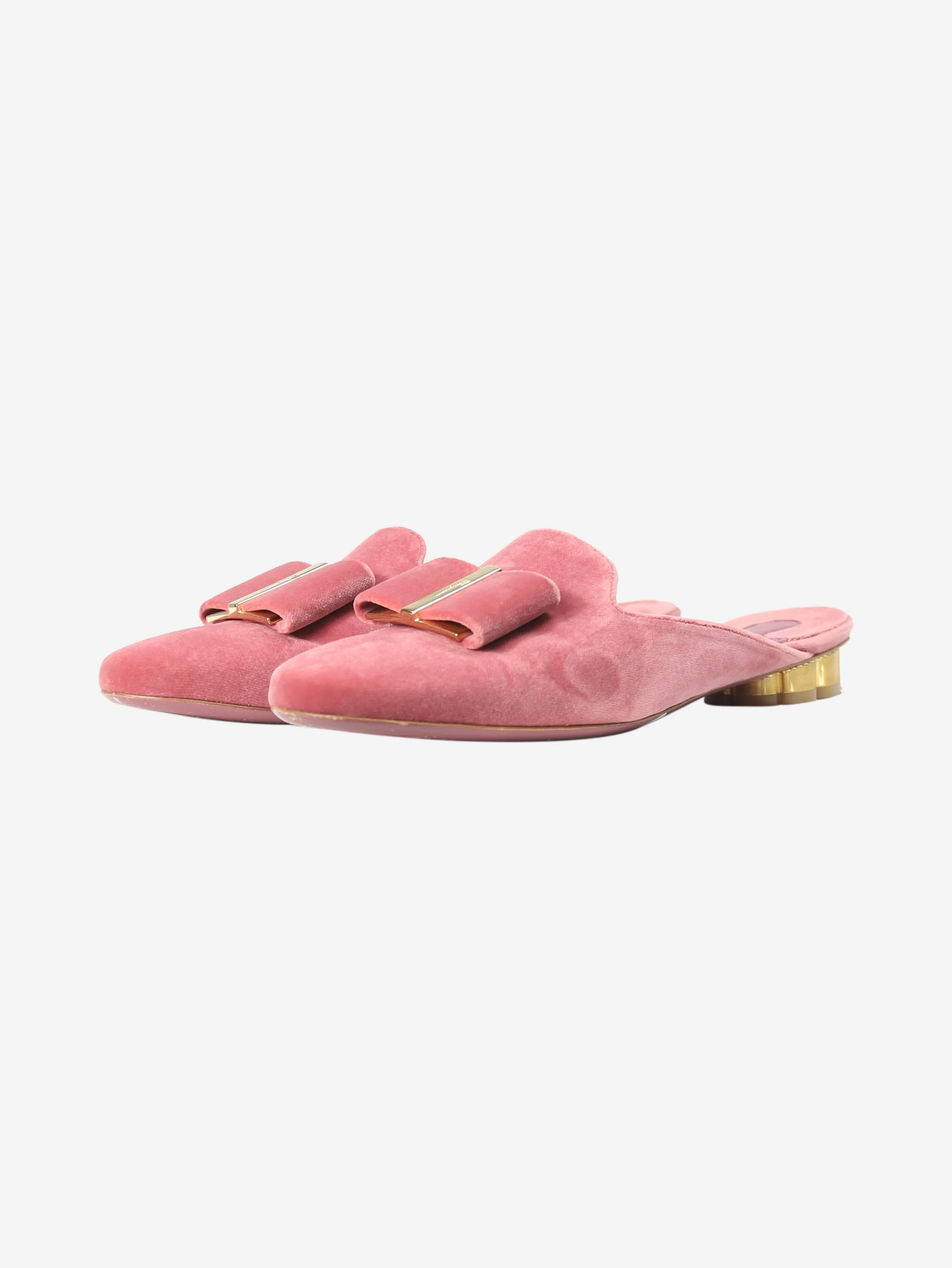 Pink suede slip on mules - size US 6.5