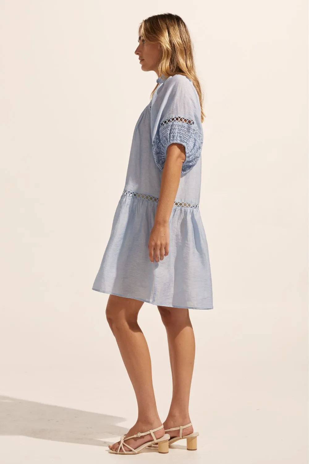 Pivot Sky Blue Embroided Detail SS Dress