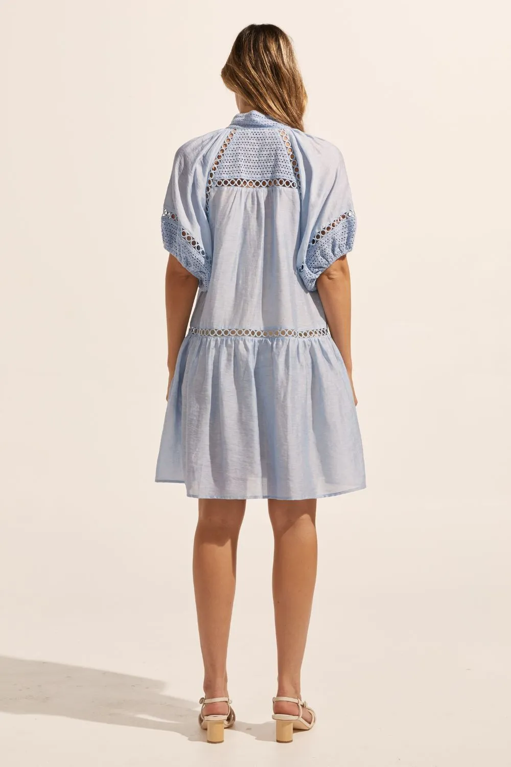 Pivot Sky Blue Embroided Detail SS Dress