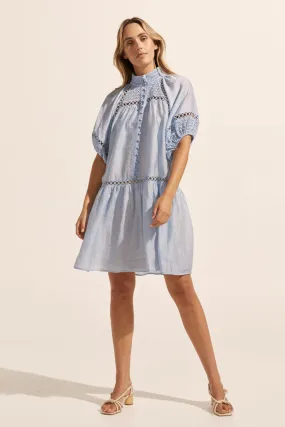 Pivot Sky Blue Embroided Detail SS Dress