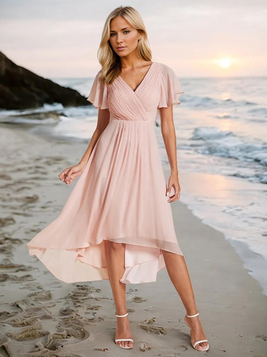 Pleated Ruffles Chiffon Wholesale Wedding Guest Dresses