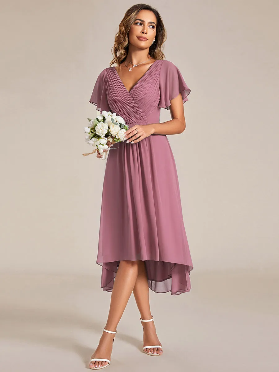 Pleated Ruffles Chiffon Wholesale Wedding Guest Dresses