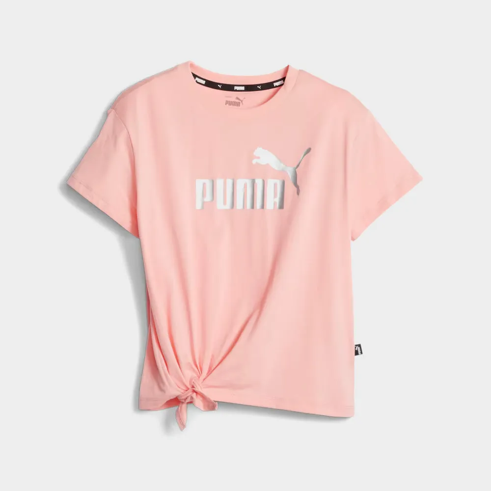 Puma Gilrs Essentials  Logo Knotted Tee Pink/Multi _ 173781 _ Pink