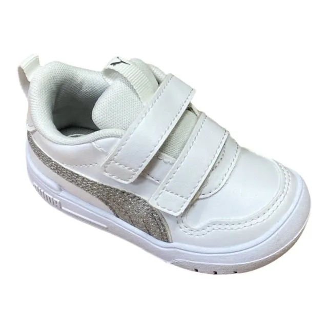 Puma Multiflex Glitz V 384886-01 white-silver girl's sneaker shoe