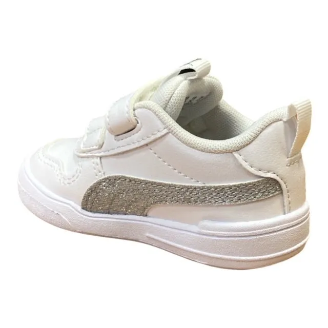 Puma Multiflex Glitz V 384886-01 white-silver girl's sneaker shoe