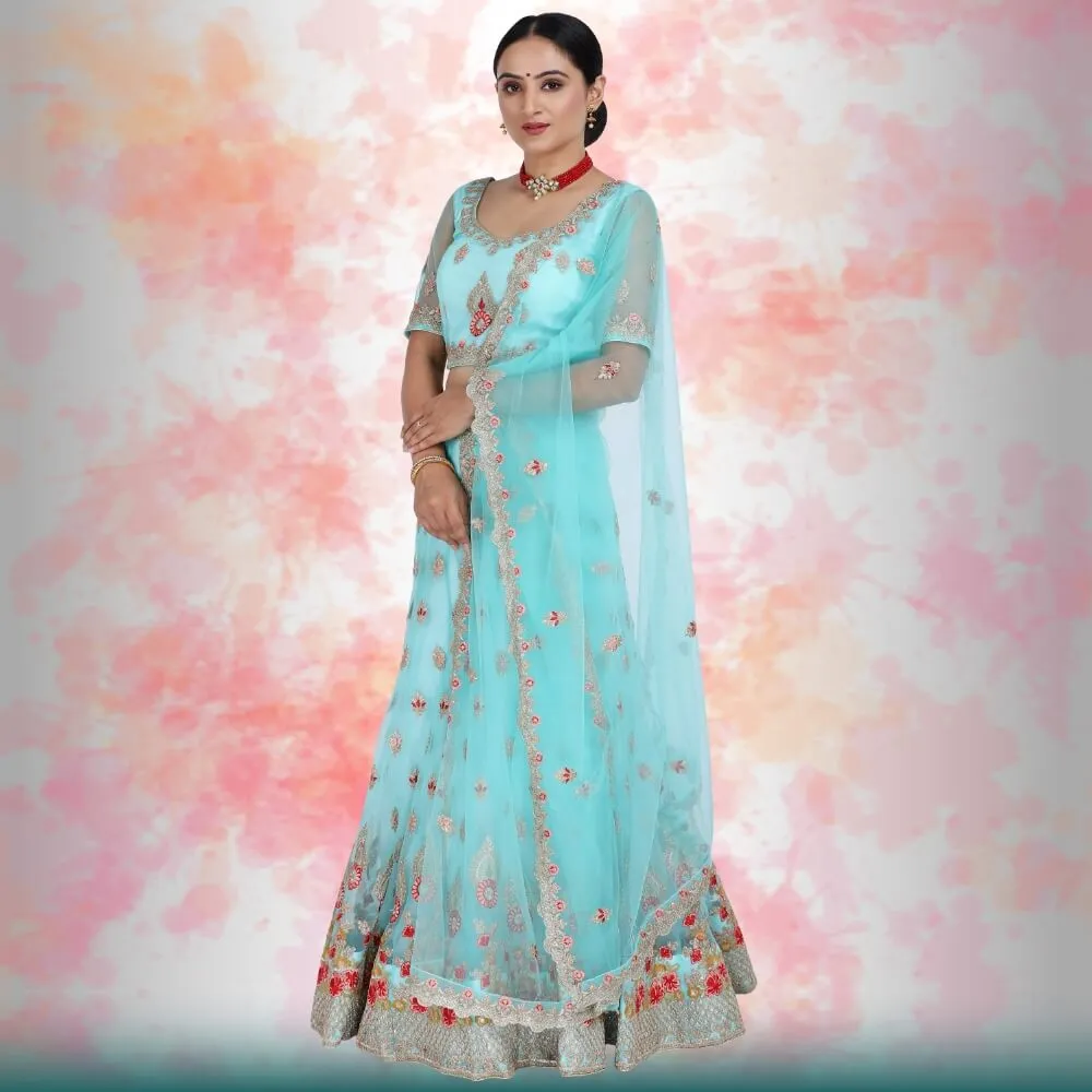 Pure net Lehenga Choli - Blue