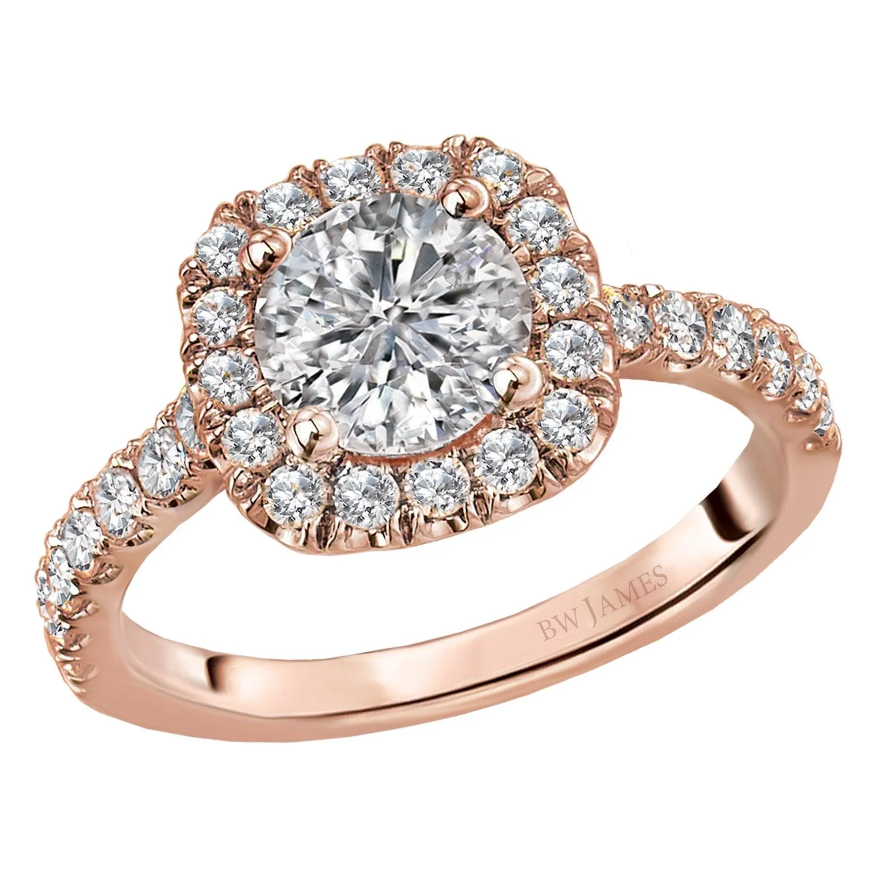 "The Dallas" Halo Semi-Mount Diamond Ring