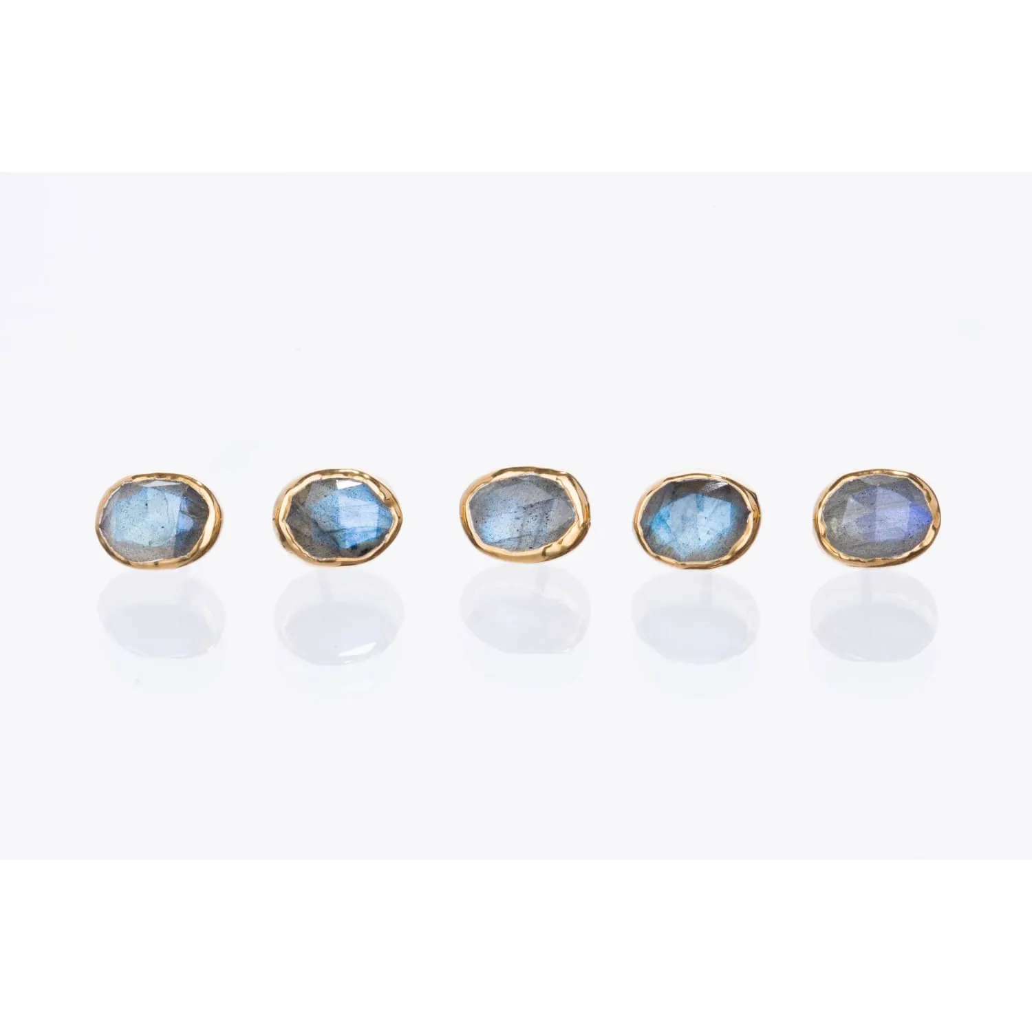 Rainbow Labradorite Stud Earrings in Rosecut