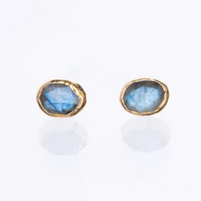 Rainbow Labradorite Stud Earrings in Rosecut