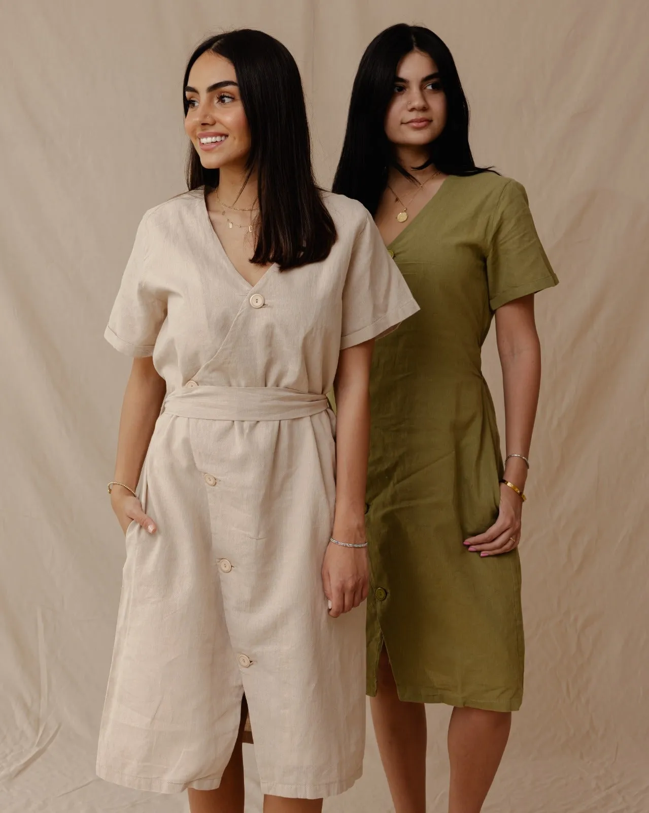 Resort Linen Dress Olive