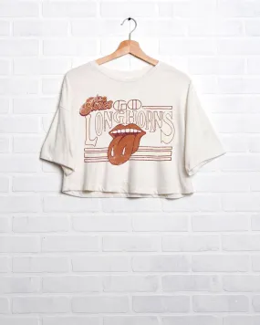 Rolling Stones Texas Longhorns Stoned Off White Cropped Tee