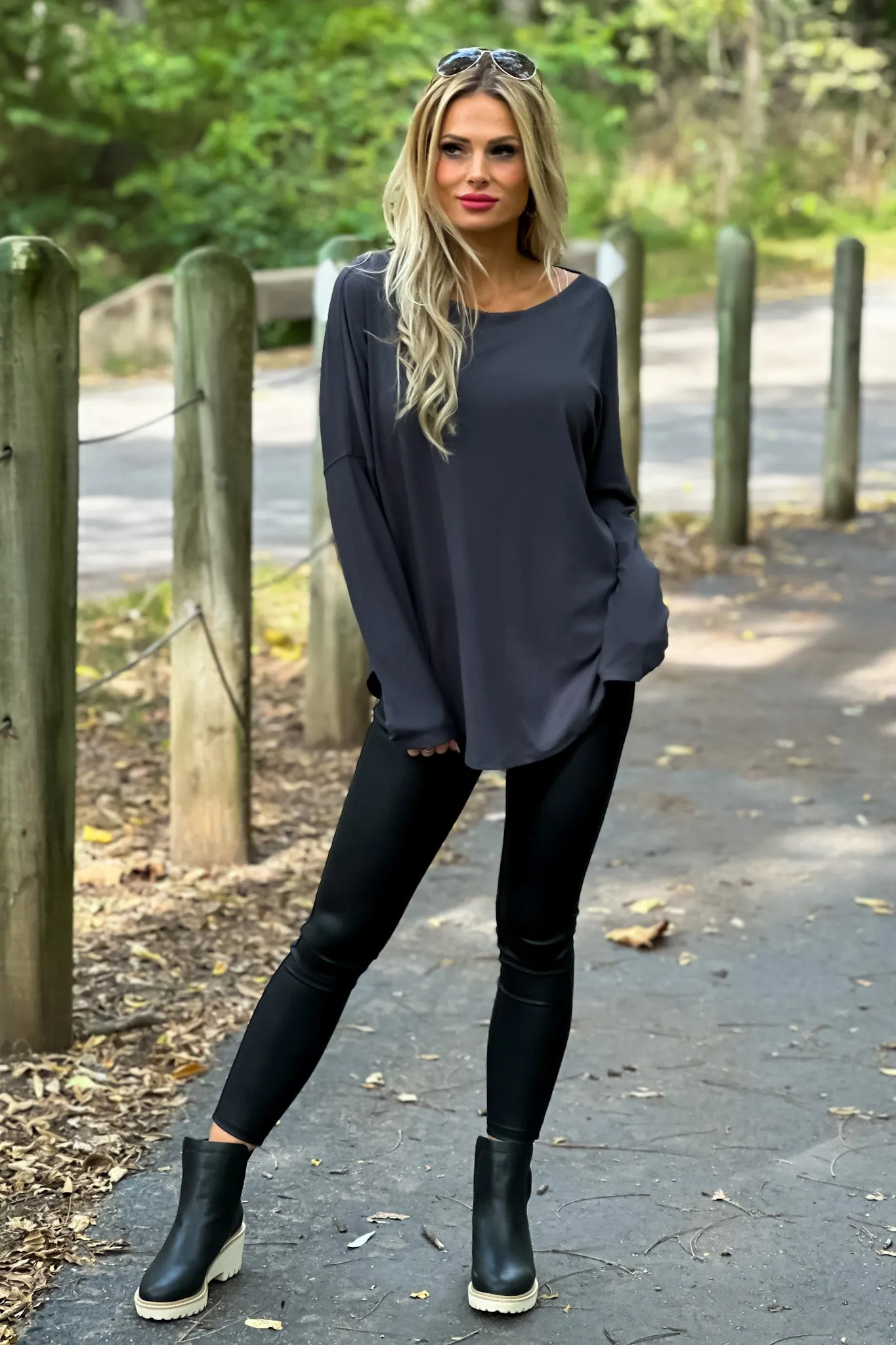 Running Errands Cutout Back Top : Charcoal