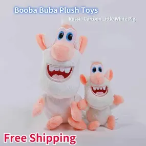 Russia Cartoon Little White Pig Plush Toy Stuffed Animal Cute Soft Cotton Doll Action Figures Cooper Booba Buba Kid Newborn Gift