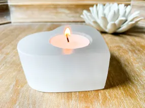 Selenite Heart Candle Holder