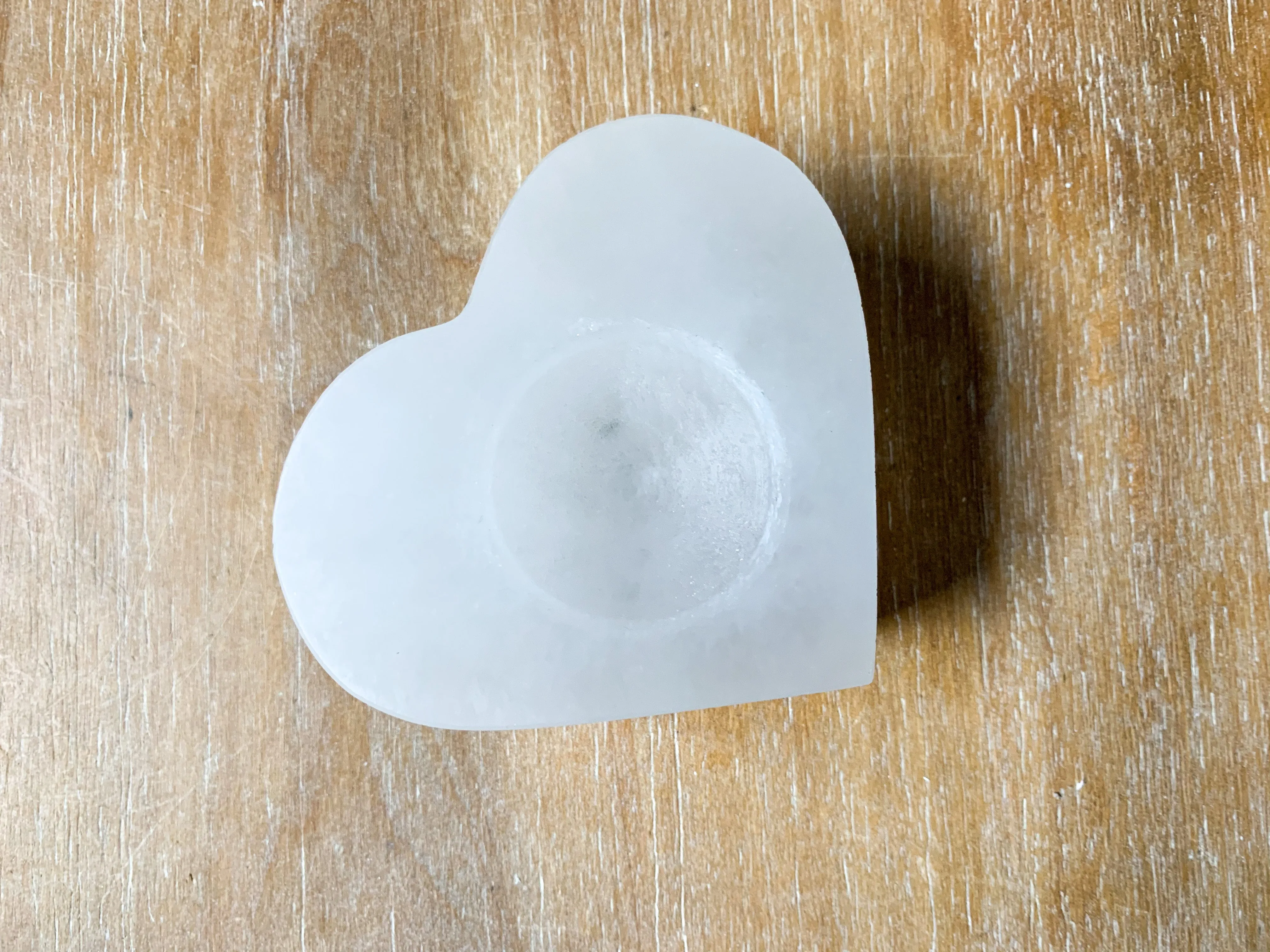 Selenite Heart Candle Holder