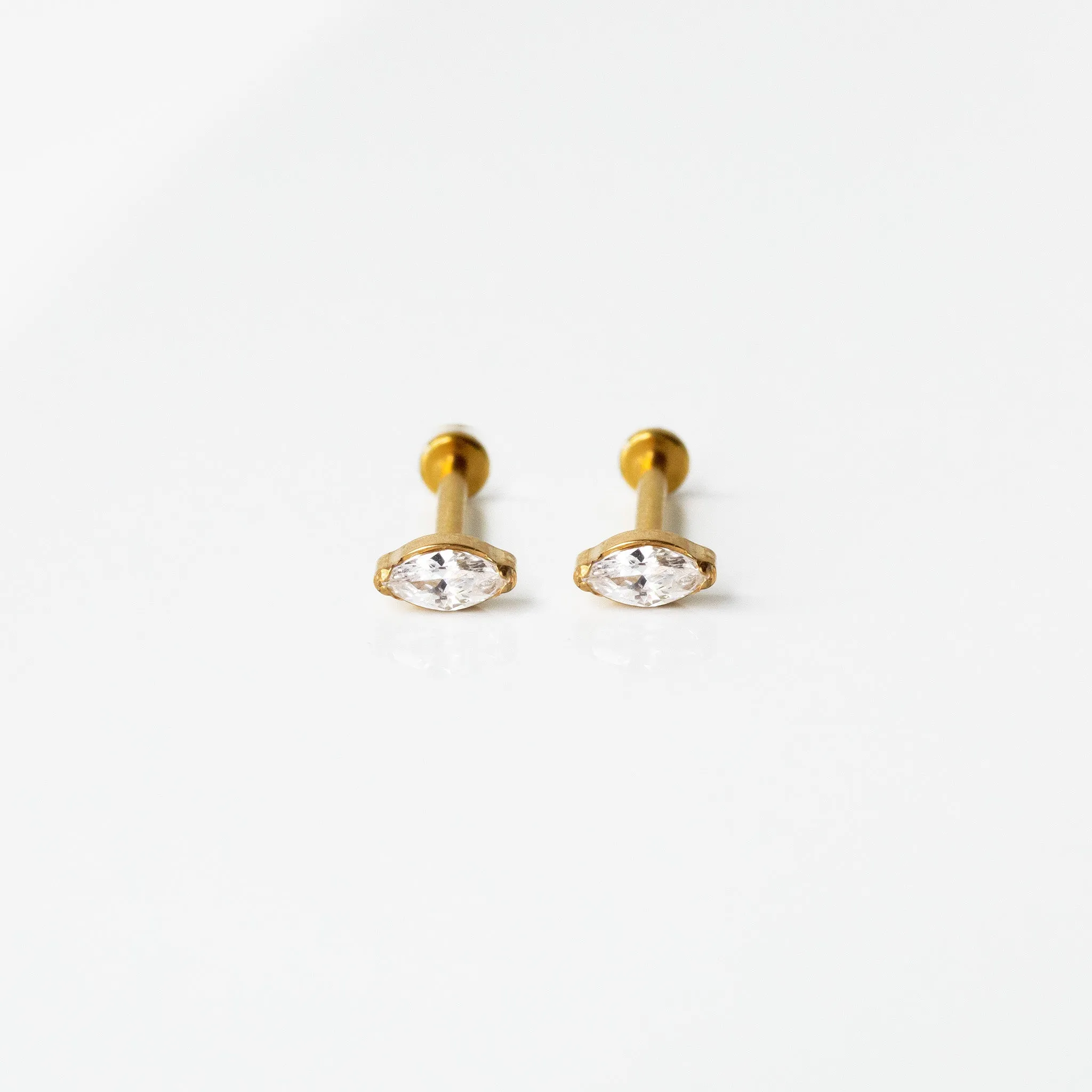 Solitaire Marquise Flat Back Earrings - Inlaid Crystal