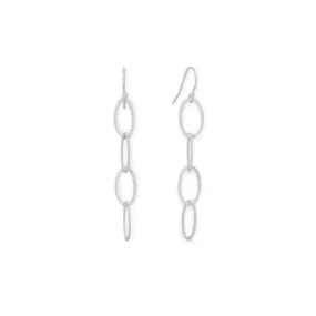 Sterling Silver Alternating Twist and Smooth Link French Wire Earrings