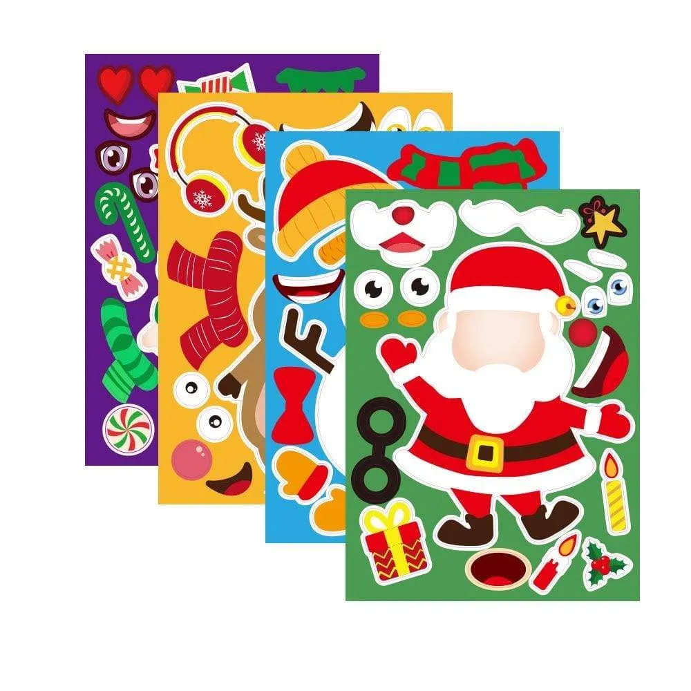 Stickers Puzzle Games Kids DIY Make-a-Face Santa Claus Snowman Elk Dressing Puzzles Children Education Toy Games Self-stick