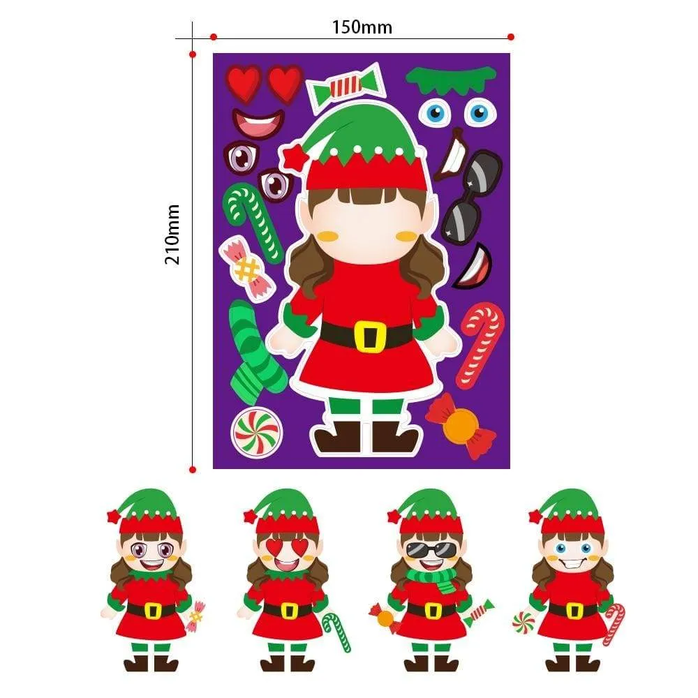 Stickers Puzzle Games Kids DIY Make-a-Face Santa Claus Snowman Elk Dressing Puzzles Children Education Toy Games Self-stick