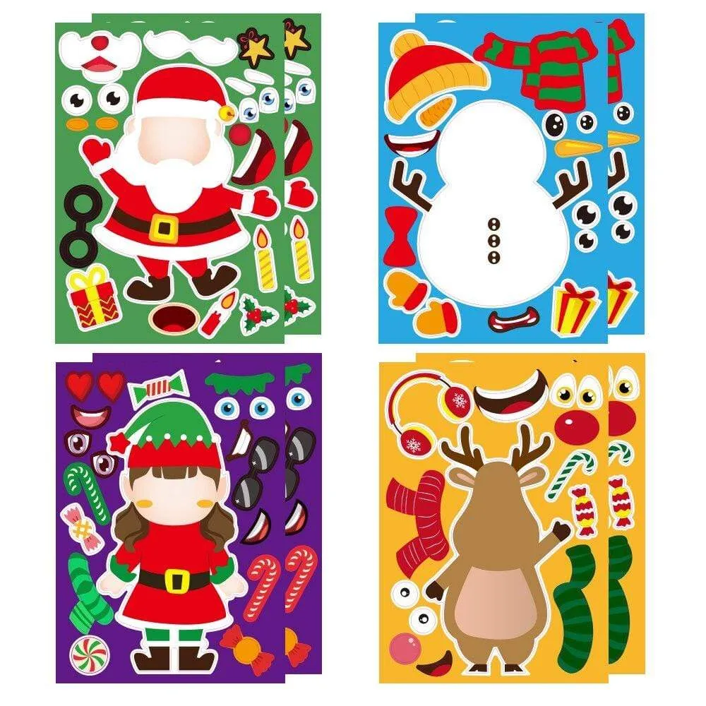 Stickers Puzzle Games Kids DIY Make-a-Face Santa Claus Snowman Elk Dressing Puzzles Children Education Toy Games Self-stick