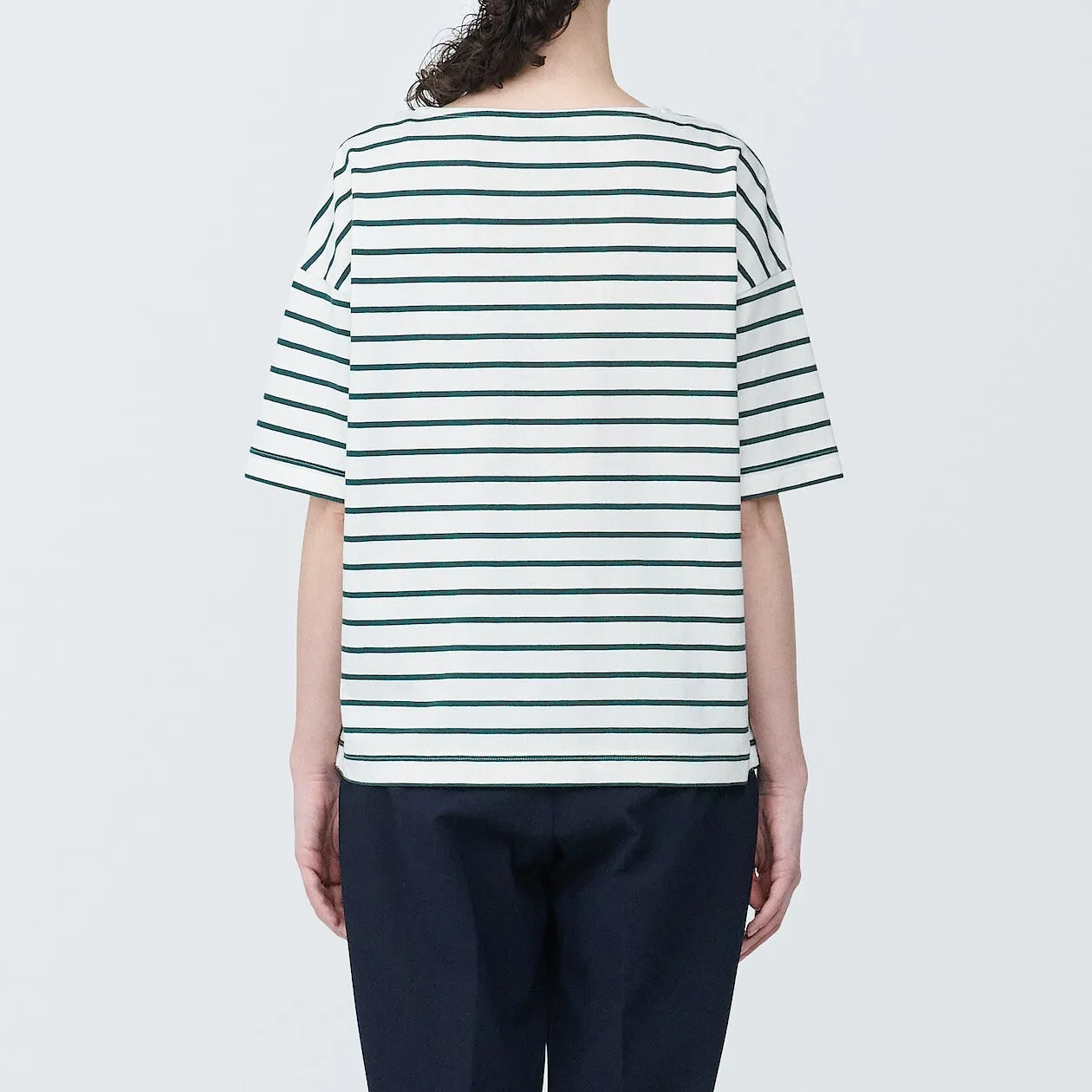 Striped Boatneck Short Sleeve T-Shirt