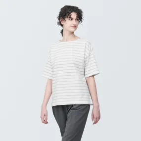 Striped Boatneck Short Sleeve T-Shirt