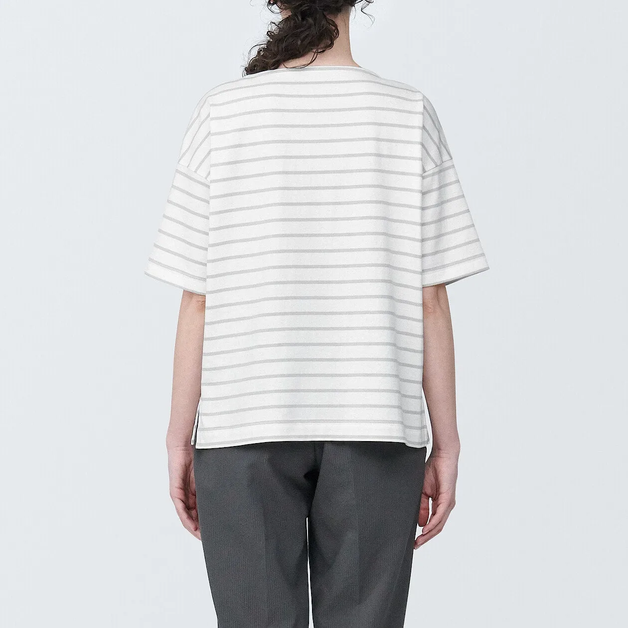 Striped Boatneck Short Sleeve T-Shirt