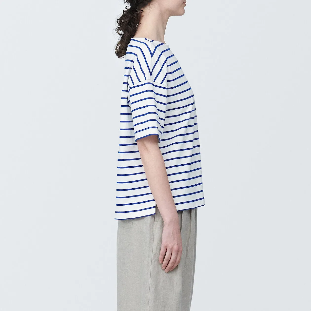 Striped Boatneck Short Sleeve T-Shirt