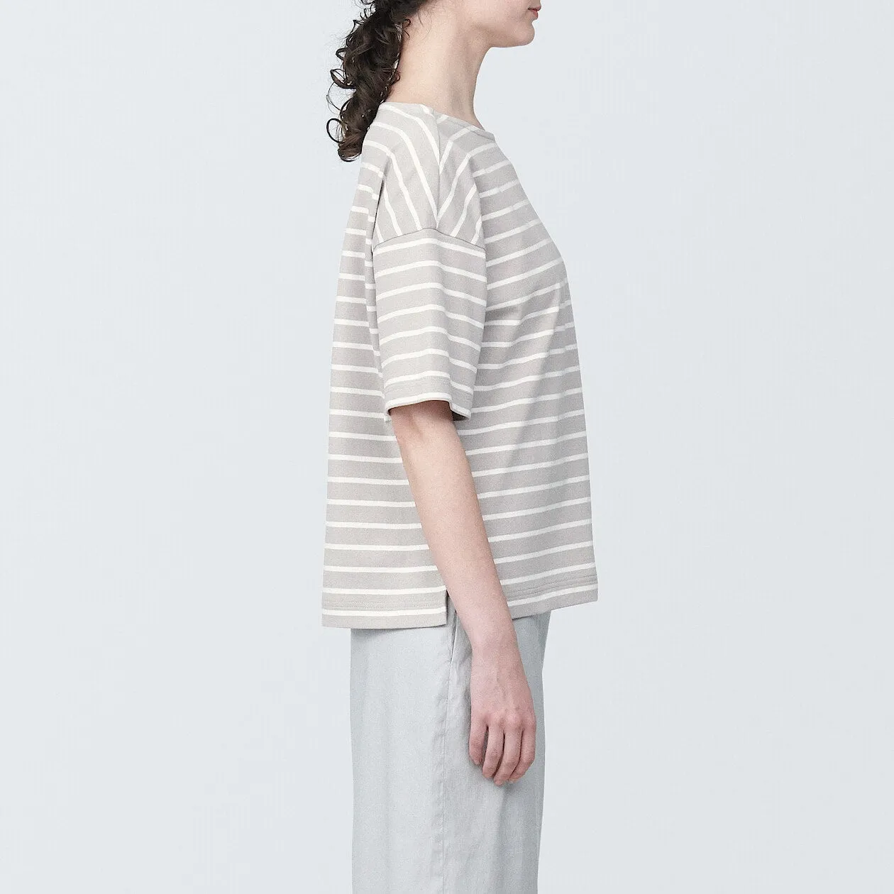 Striped Boatneck Short Sleeve T-Shirt