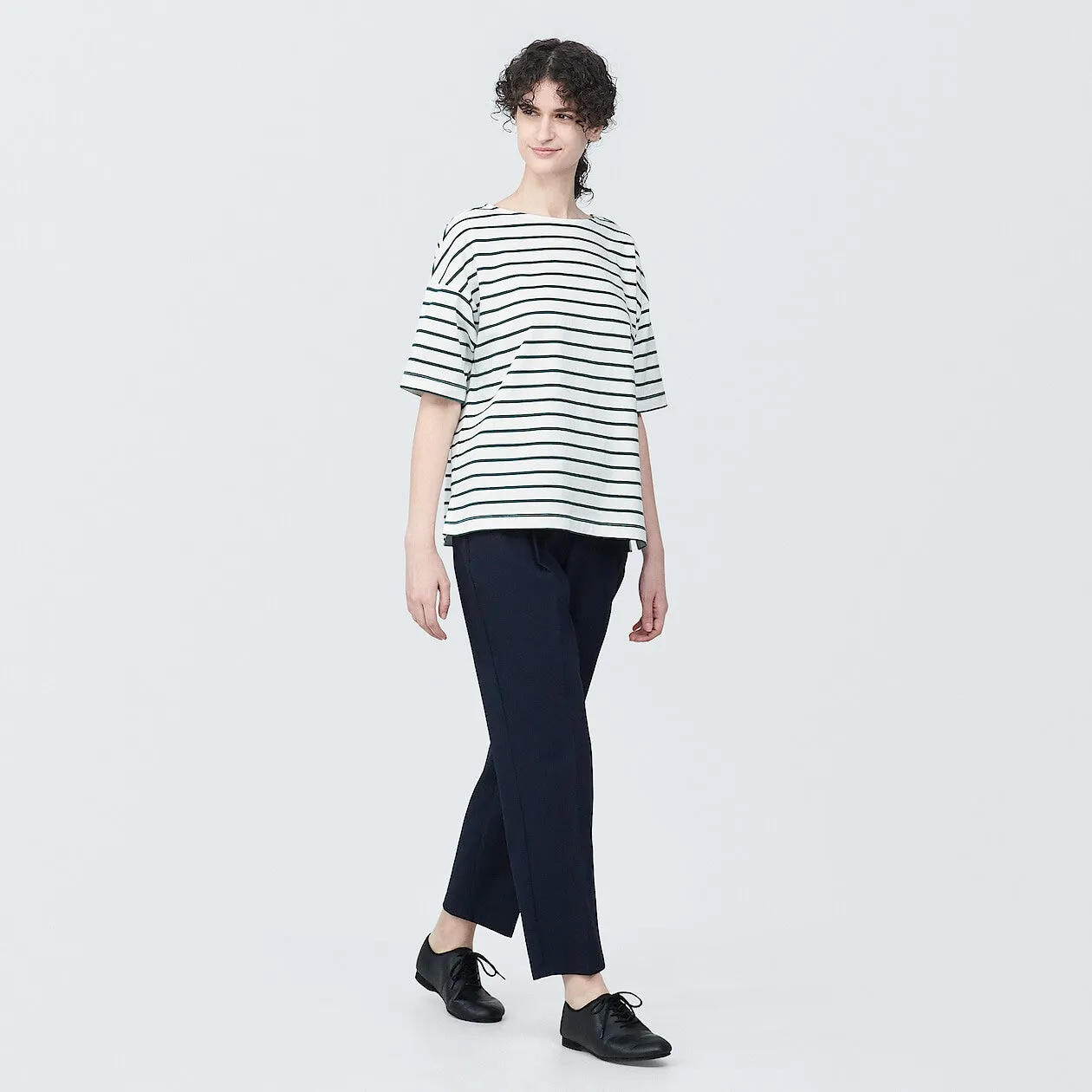 Striped Boatneck Short Sleeve T-Shirt