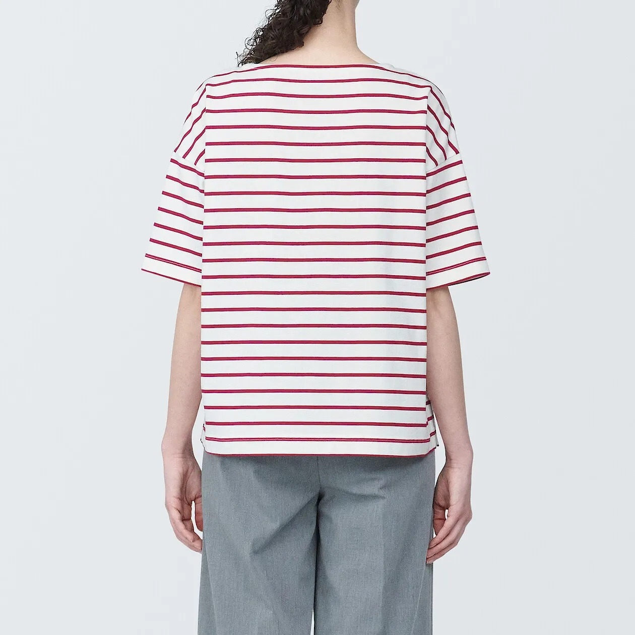 Striped Boatneck Short Sleeve T-Shirt