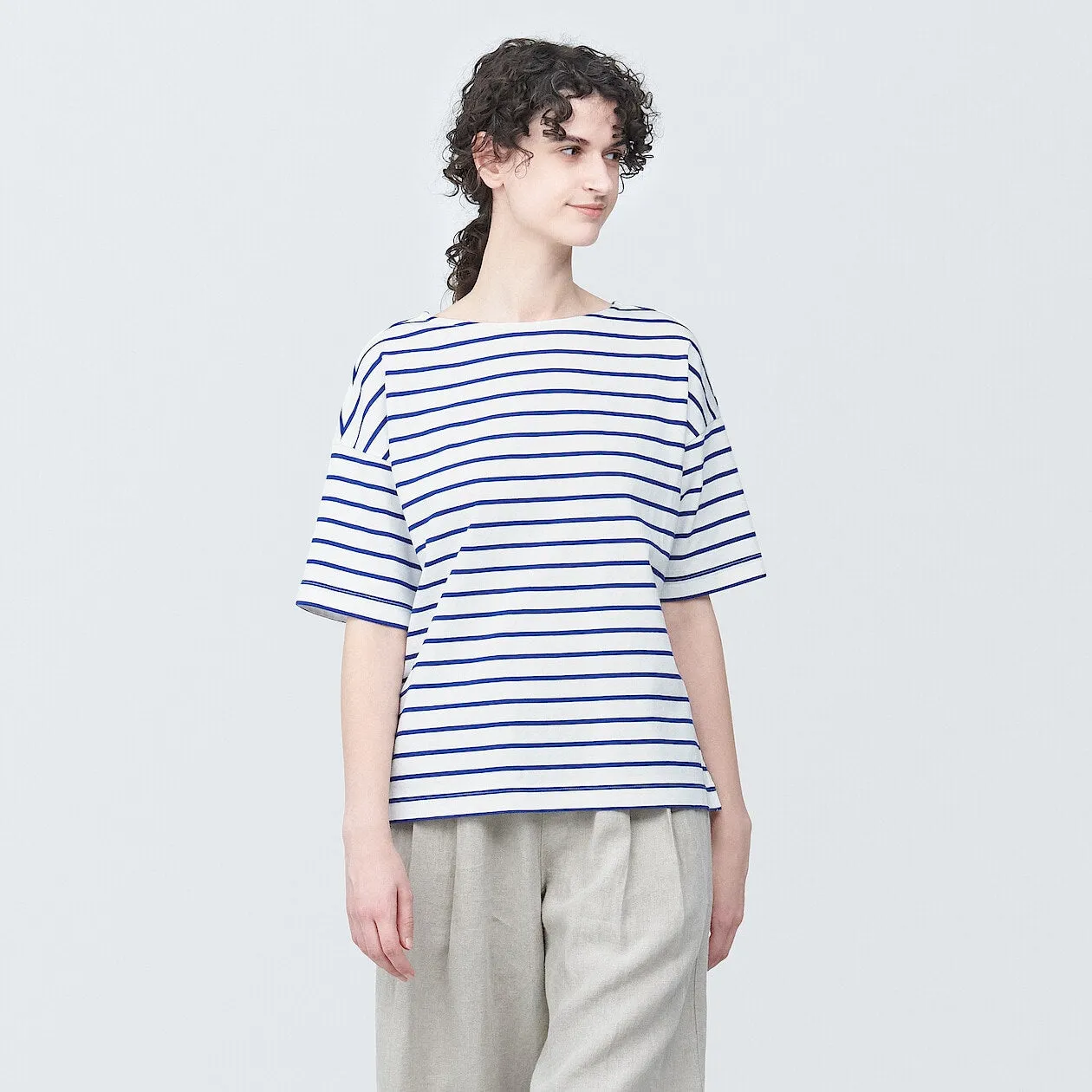 Striped Boatneck Short Sleeve T-Shirt