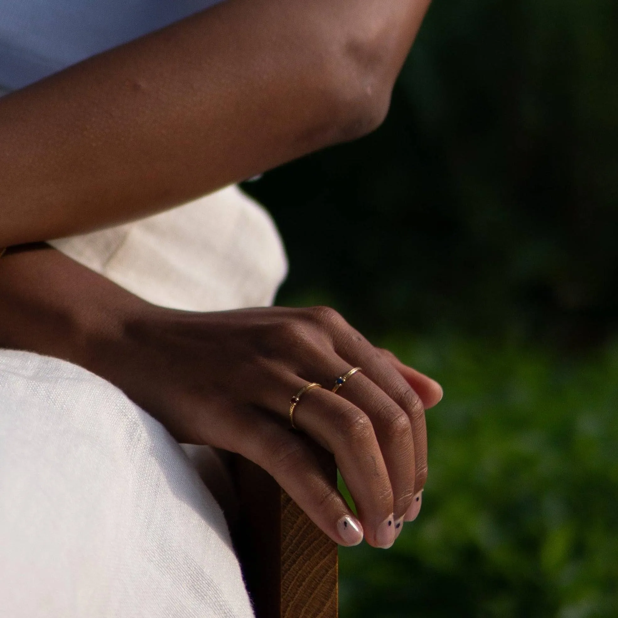 THE EMMA RING BLUE - 18k gold plated