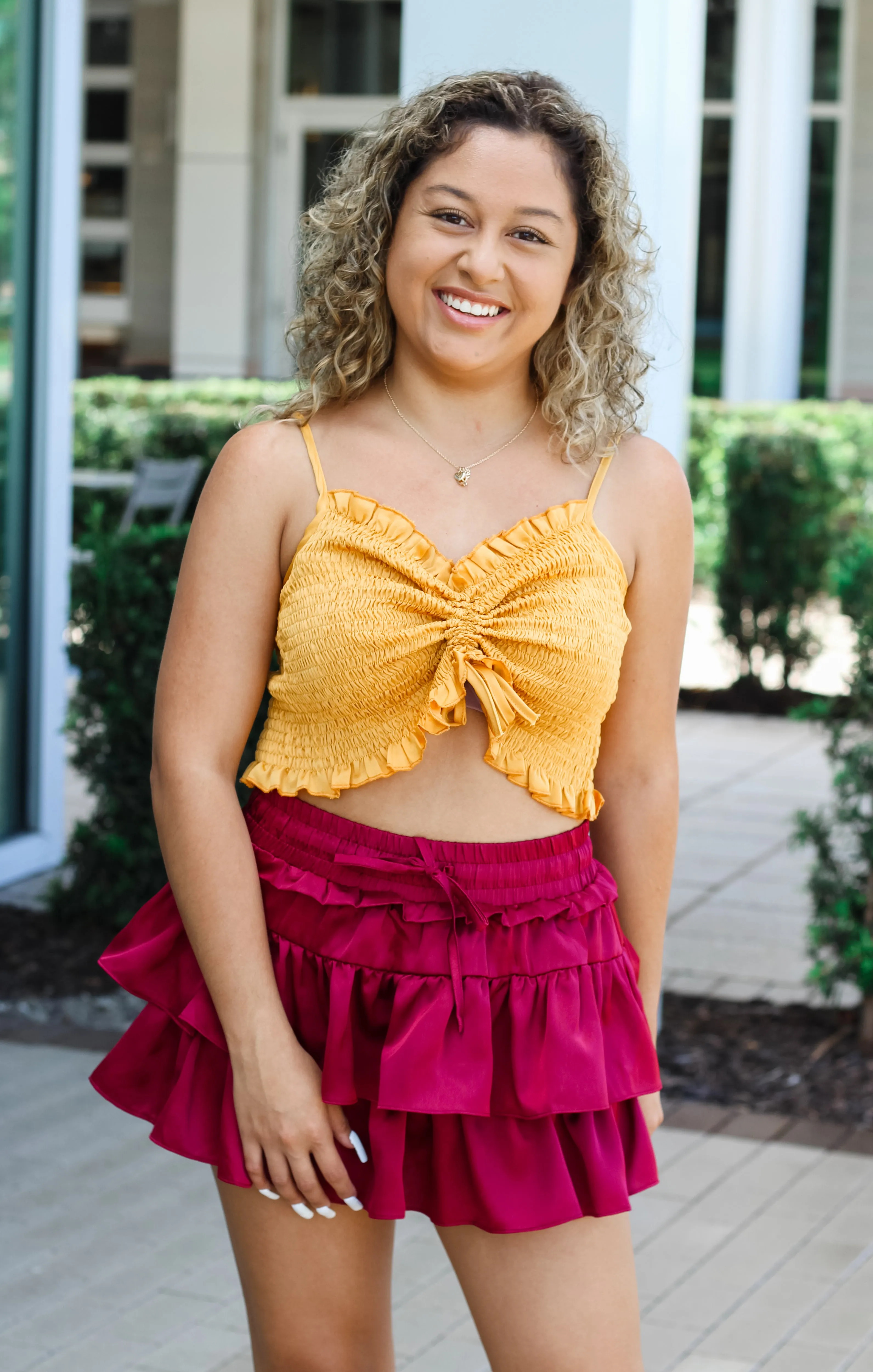 The Game Day Smocked Cami Top (Gold)