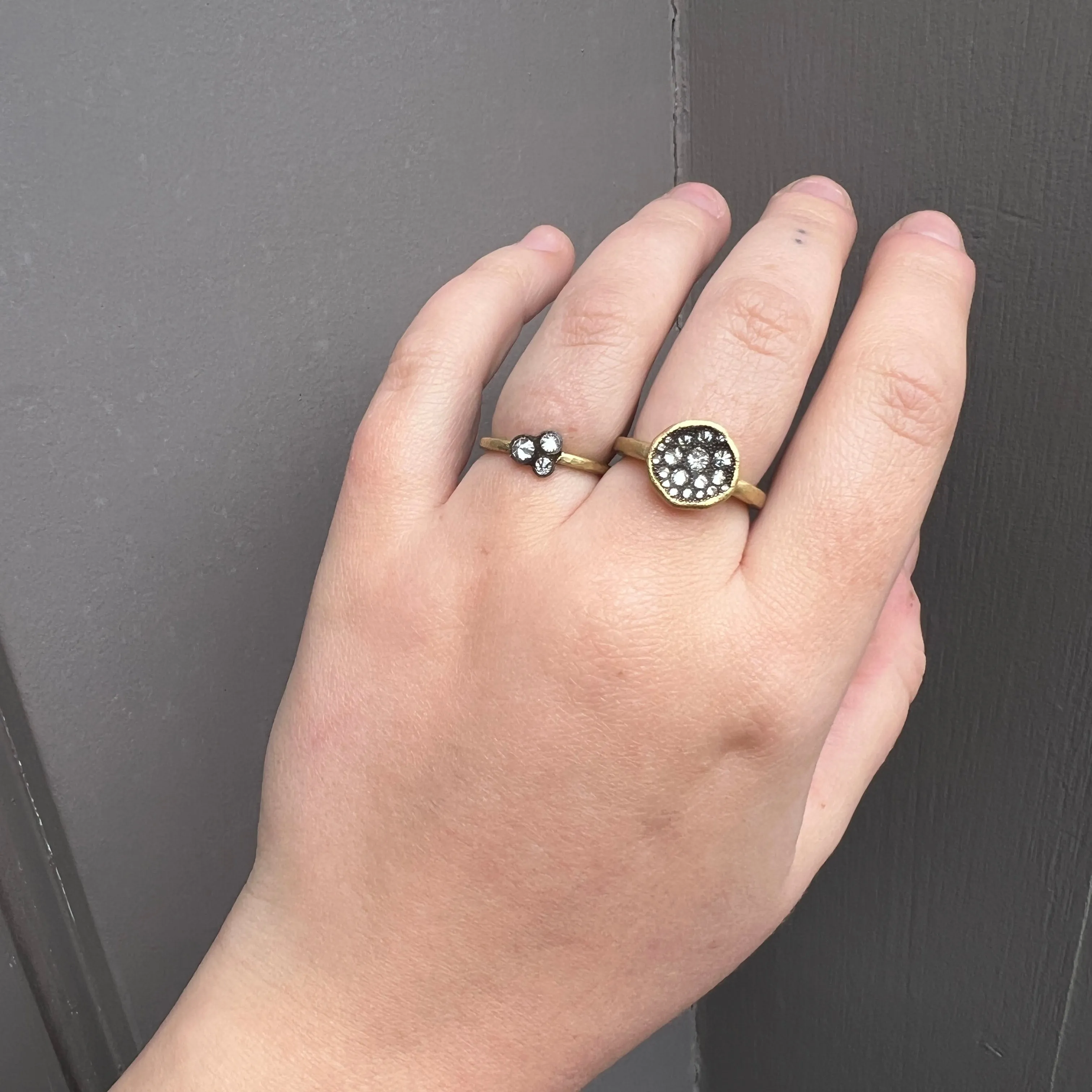 Triple Inverted Diamond Cluster Ring