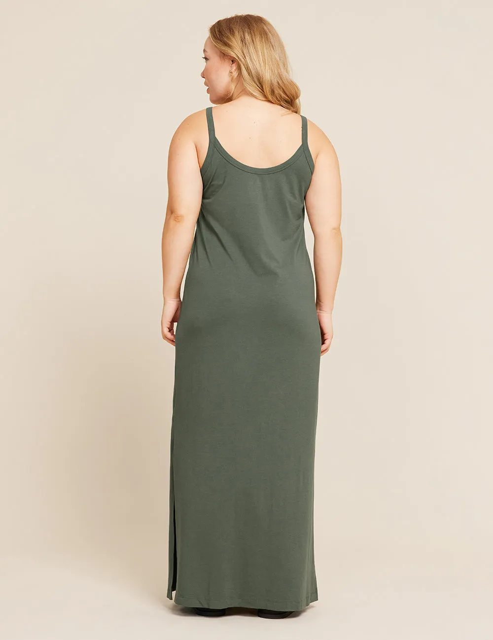 V-Neck Slip Dress - Moss