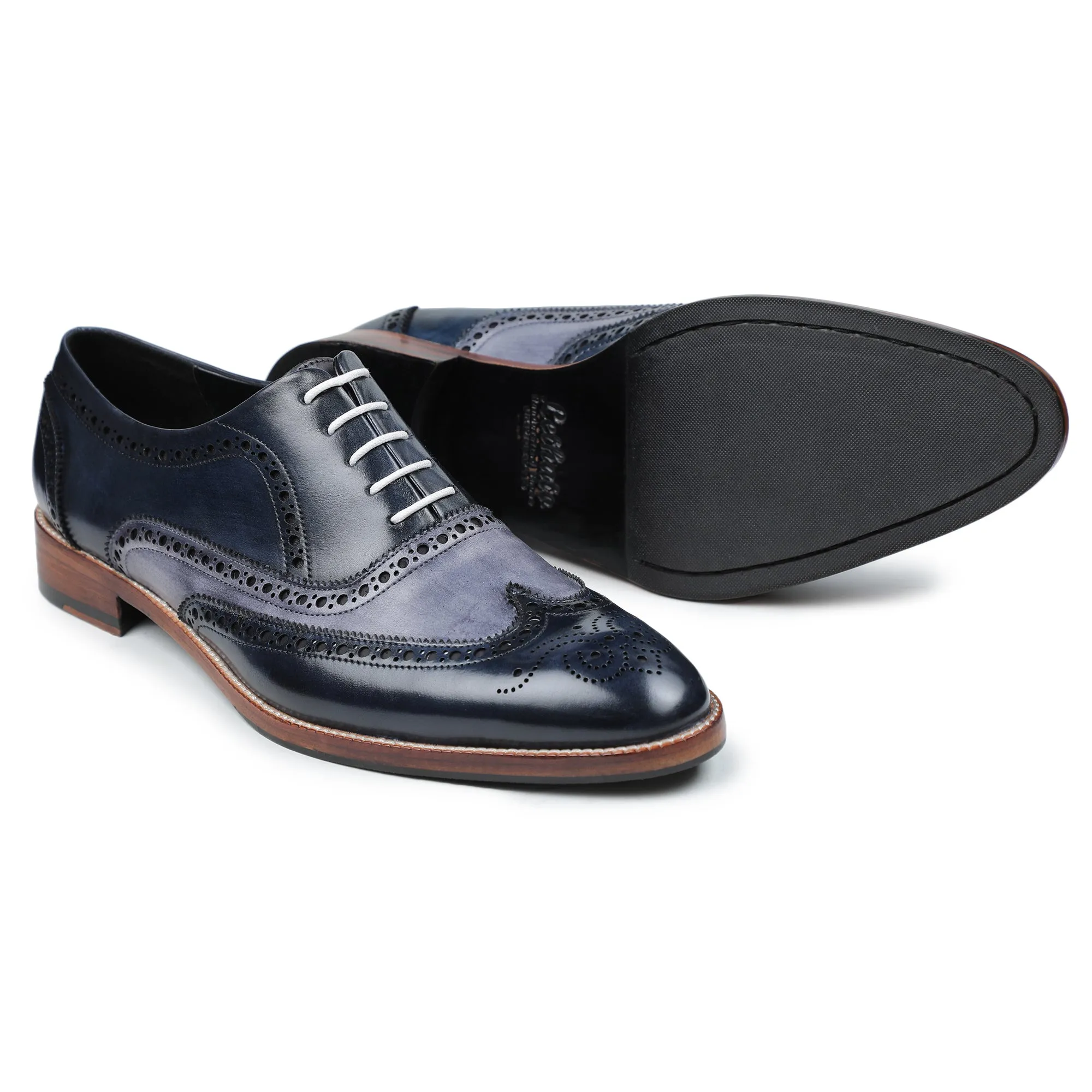 Wingtip Brogue Oxford - Navy & Grey