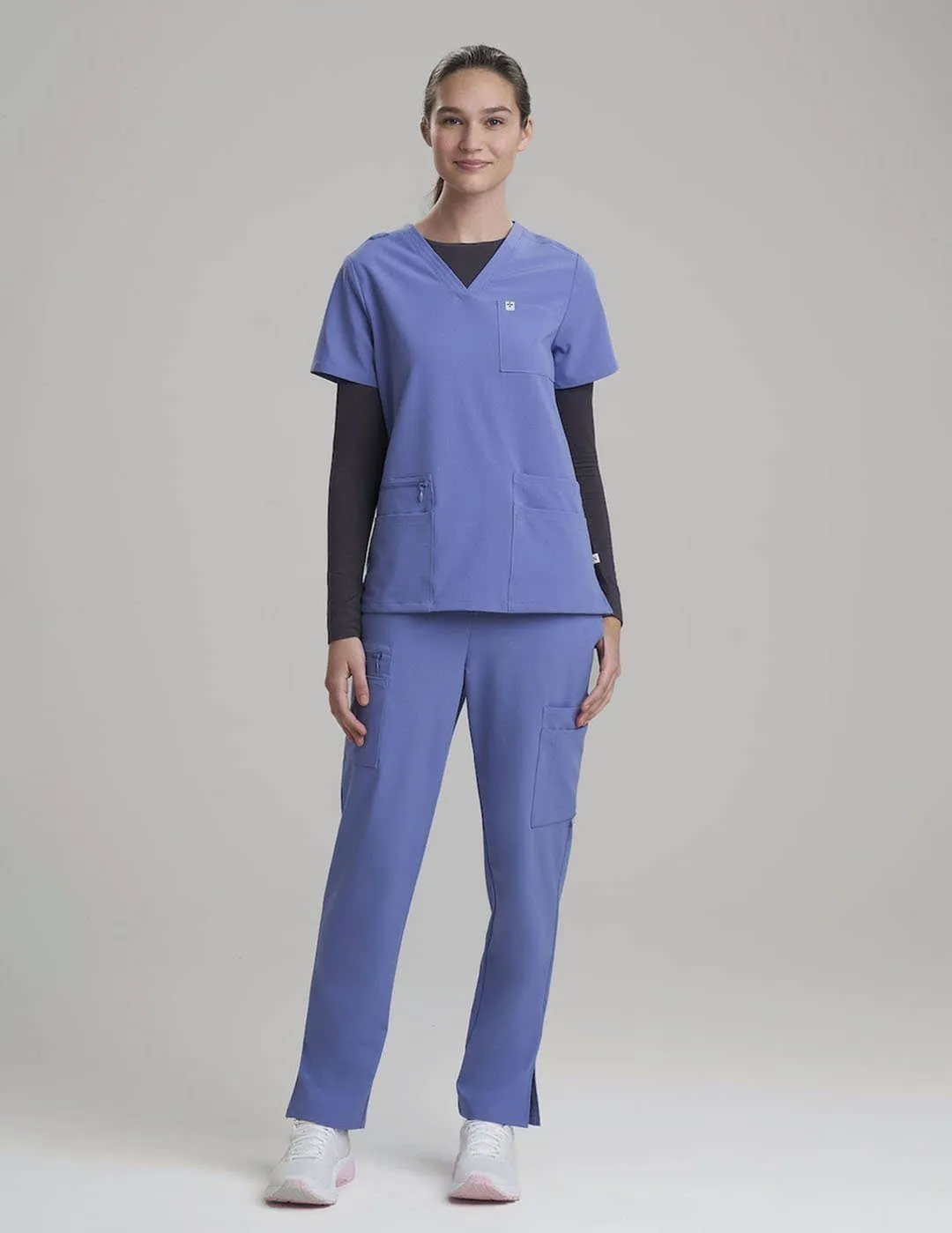 Womens 6-Pocket V-Neck Scrub Top