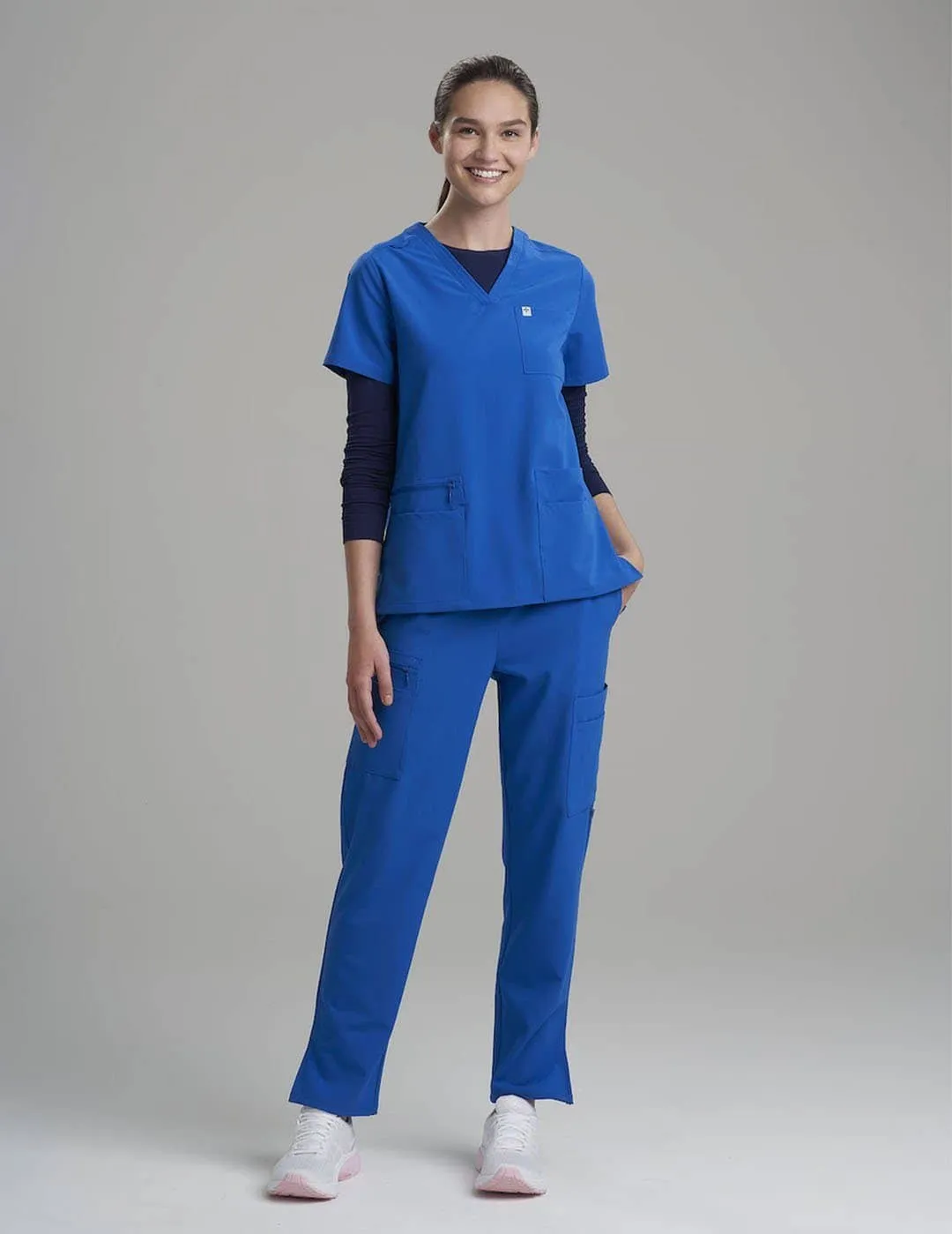 Womens 6-Pocket V-Neck Scrub Top