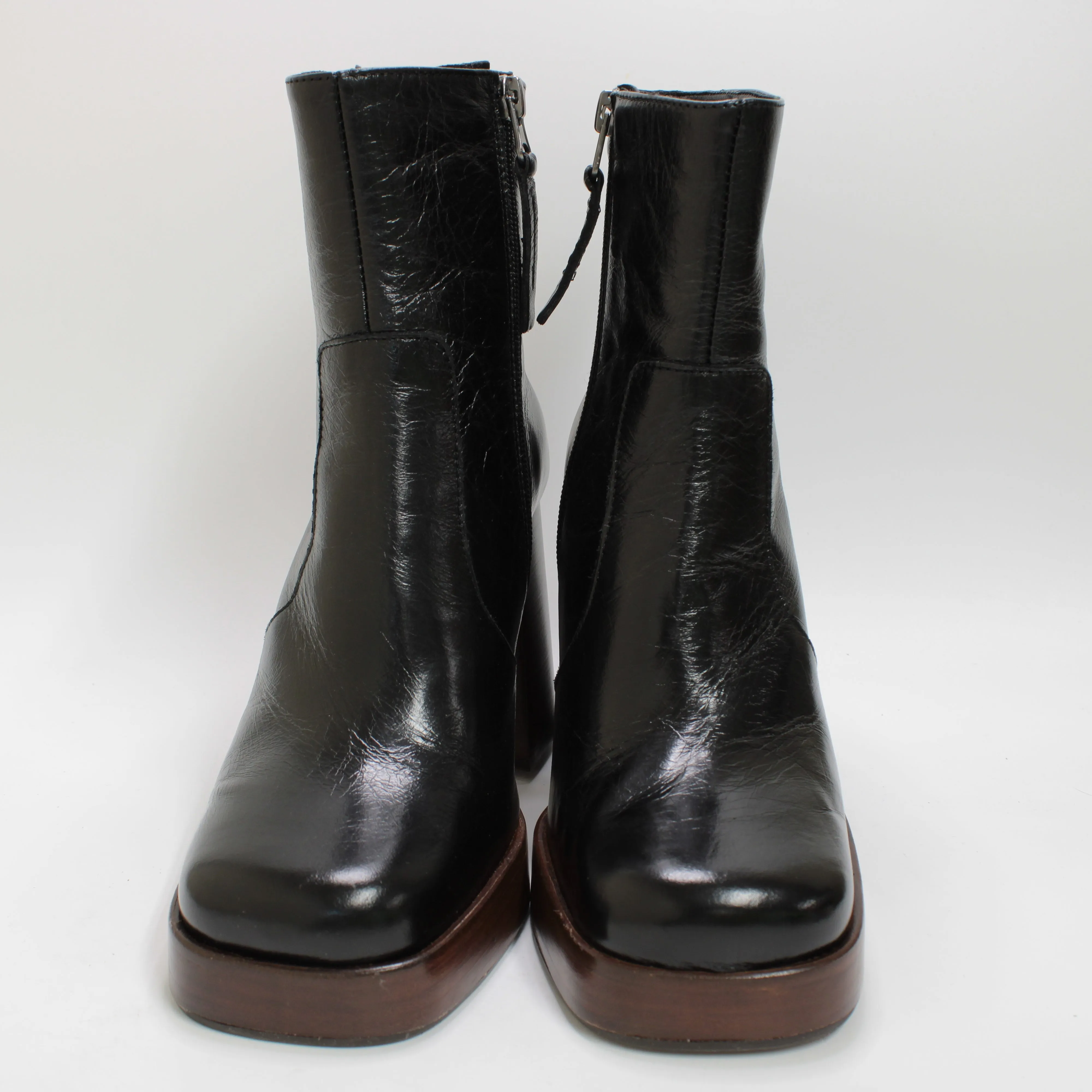 Womens Office Arlo Heelo Platform Boots Black Leather