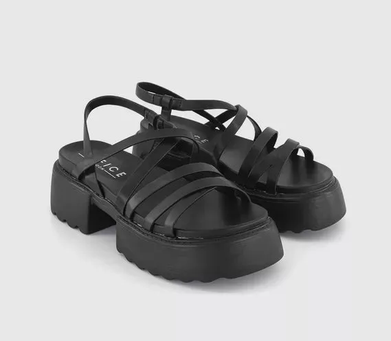 Womens Office Maverick Chunky Multi Strap Sandals Black