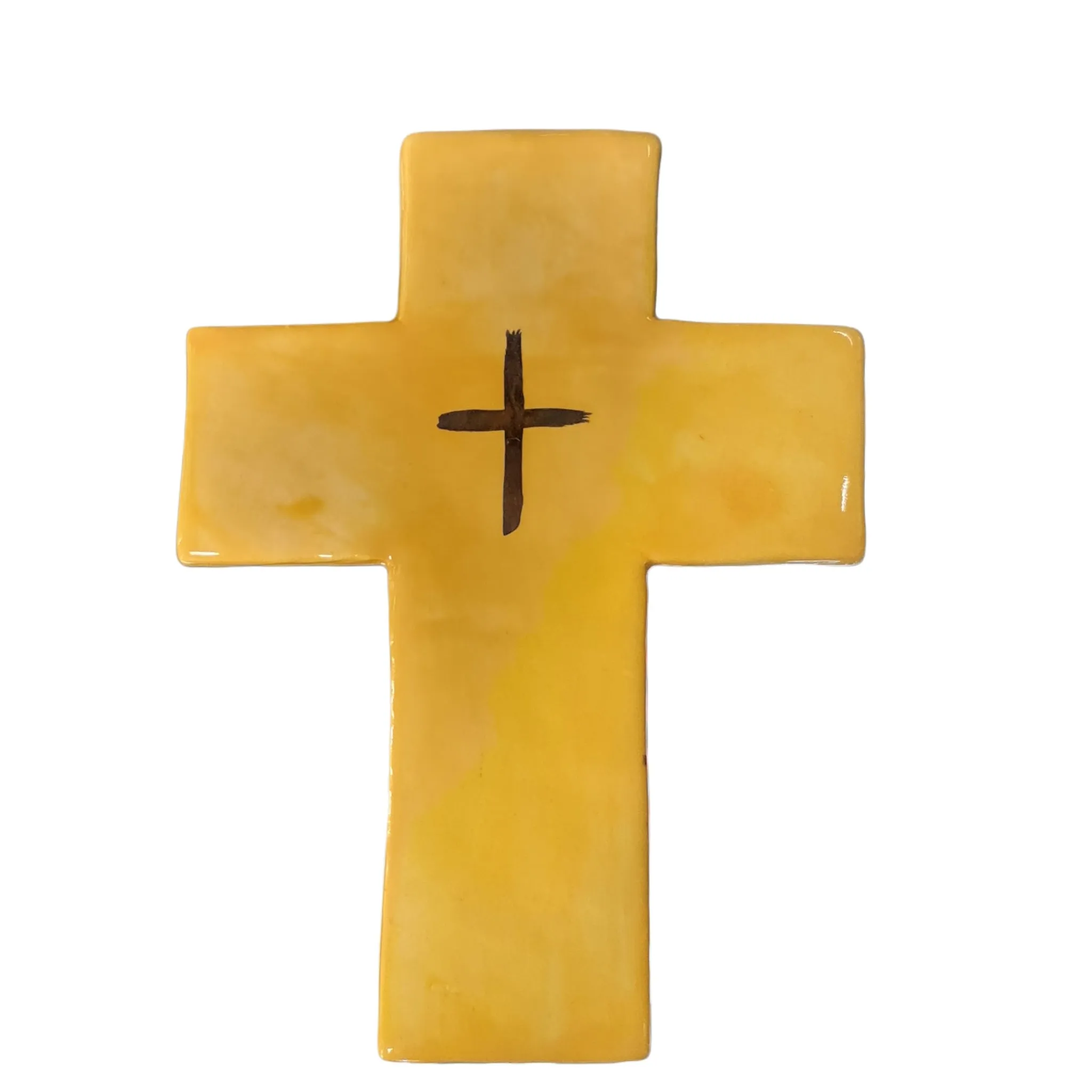 Zante Ceramic Wall Cross Yellow and Gold