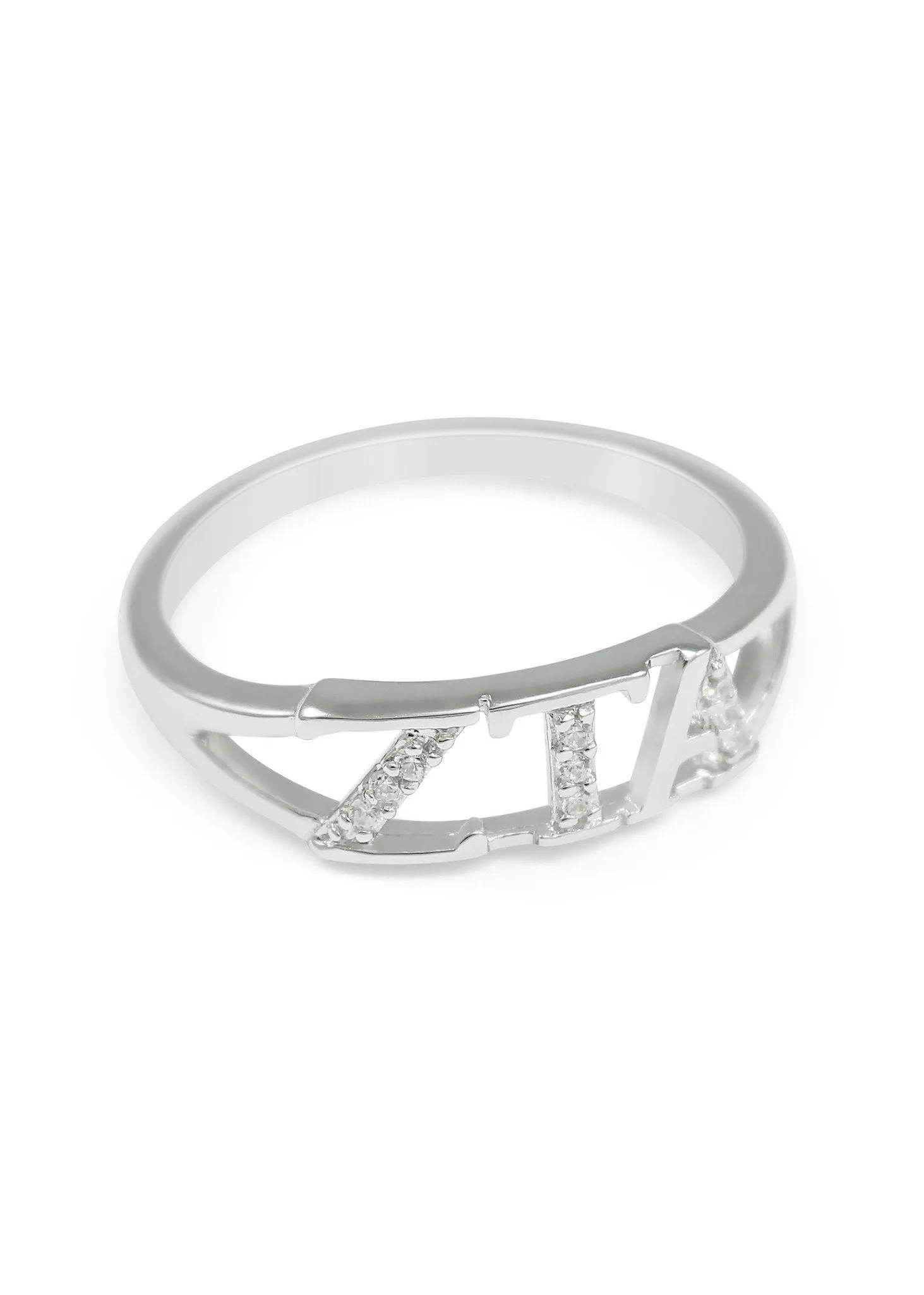 Zeta Tau Alpha Sterling Silver Ring with simulated diamonds